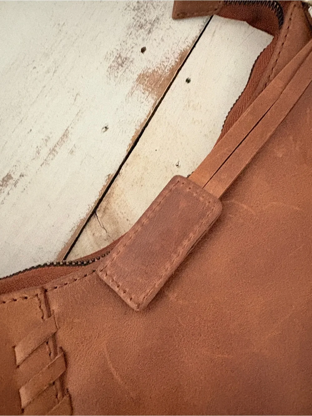 Born whipstitch faux leather hobo bag distressed shoulder purse whipstitch boho